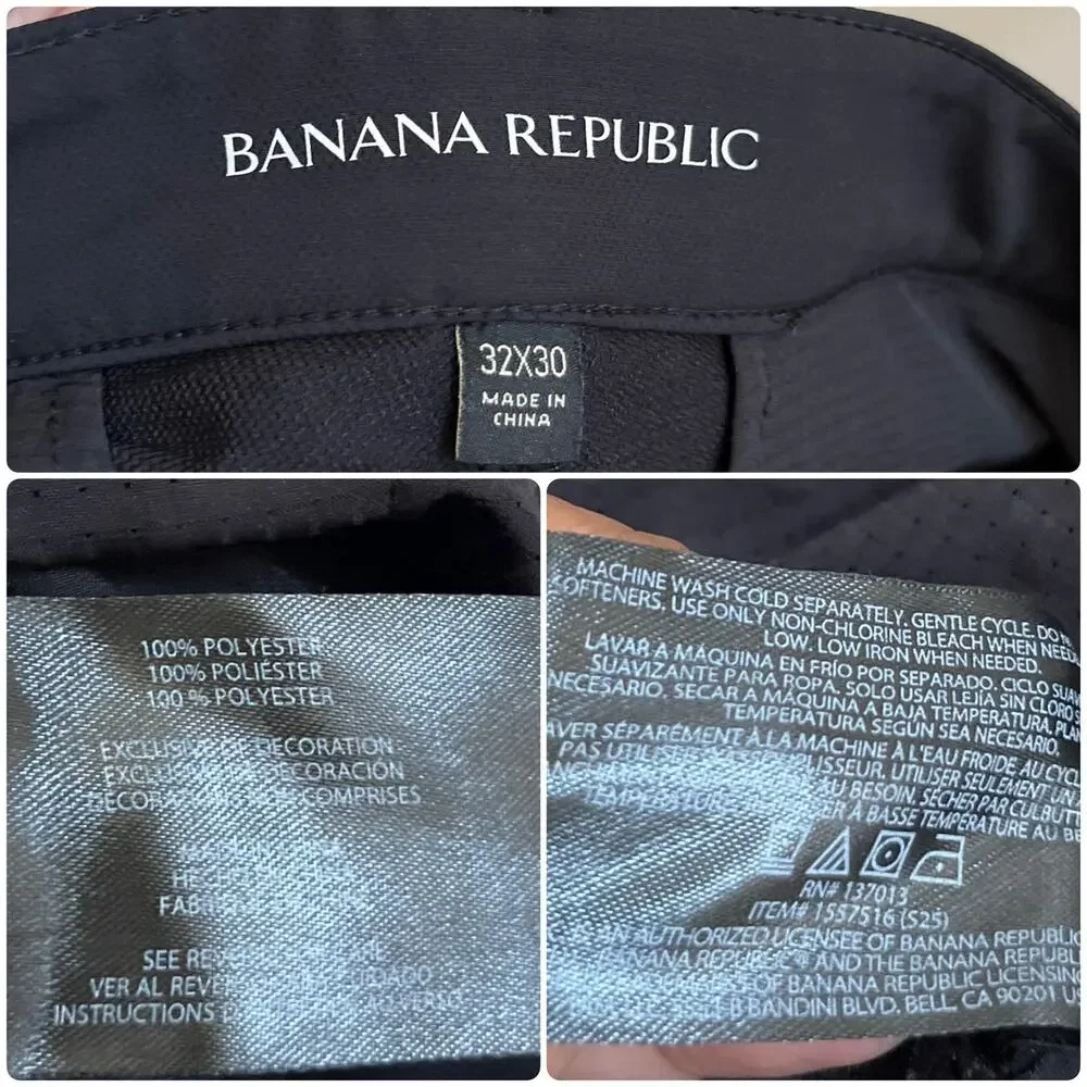 Banana Republic Men’s Black Stretch Performance Slim Fit Pant Tag Size 32x30